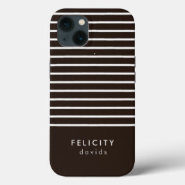 Banda horizontal monográfica castanha e branca