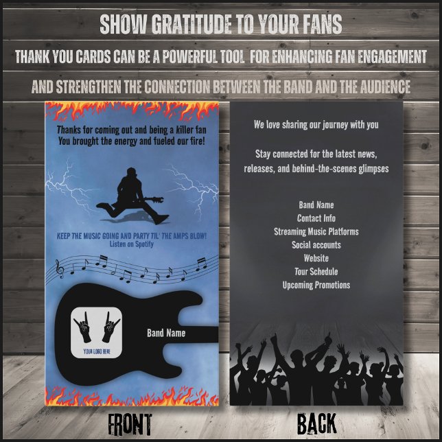 Banda Rock & Roll ou Cartões de agradecimentos do  (Rock & Roll Band/Musician Fan Thank You Card)