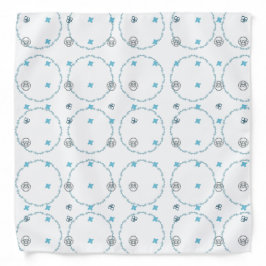 BANDANA 白と青の上品な鳥＆花模様｜爽やかなデザインでアクセサリーに彩りを