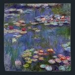 Bandana Água Lily Pond, Monet<br><div class="desc">Oscar-Claude Monet (14 de novembro de 1840 - 5 de dezembro de 1926) era pintor francês, fundador da pintura impressionista francesa e o praticante mais consistente e prolífico da filosofia do movimento de expressar as suas percepções antes da natureza, especialmente quando aplicada à pintura da paisagem aérea. O termo "Impressionismo"...</div>