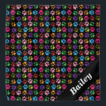 Bandana Arco-Íris Personalizado de Impressão Pet Paw<br><div class="desc">Este design pode ser personalizado na área fornecida pela alteração da foto e/ou do texto. Ou pode ser personalizado escolhendo o clique para personalizar outra opção e excluir ou alterar a cor, o plano de fundo, adicionar texto, alterar a cor ou o estilo do texto ou excluir o texto de...</div>