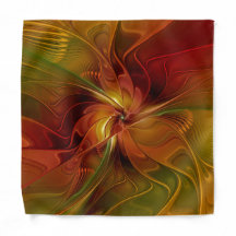 Arte Floral Fractal Abstrata Vermelho Laranja Marr