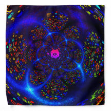 Arte Fractal Cósmica Neon Azul Preto