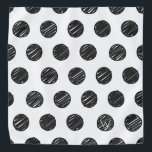 Bandana Artisan Bolinhas Black White Chic, Diversão Inicia<br><div class="desc">Artisan Hand desenhou Bolinhas em preto sobre fundo branco. INÍCIO personalizado em branco no ponto preto. Fácil de personalizar texto,  cor do texto,  fonte. Acessório de Pet Divertido para QUALQUER bebê de pelo chic. Moderno,  Eterno,  Divertido. Misturar e combinar coleções completas de Anos novos/poetas/poços de presentes por TMCdesigns.</div>