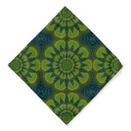 Bandana Boêmia Hippie Green Blue Mandala Tribal