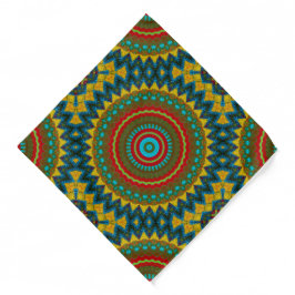 Bandana Boho Geométrico Castanho Vermelho Amarelo Azul Tri