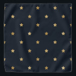 Bandana Bonito padrão, estrelas de ouro espumantes a preto<br><div class="desc">Bonito padrão,  estrelas douradas espumantes sobre fundo preto contrastante</div>