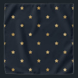 Bandana Bonito padrão, estrelas de ouro espumantes a preto<br><div class="desc">Bonito padrão,  estrelas douradas espumantes sobre fundo preto contrastante</div>
