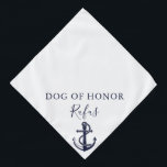 Bandana Casamento Náutico de Anchor de Pet Personalizado<br><div class="desc">Uma bandana náutica super fofa apresentando uma âncora de náutica que você pode personalizar com o nome do seu cão e o seu papel de honra no seu dia especial. Projetado por Thisnotme©</div>