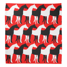 Cavalos Brancos, Pretos/Fundo Vermelho