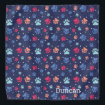 Bandana Colorful Paw Prints on Navy Blue Canvas<br><div class="desc">Darling paw prints in a variety of colors,  set over a navy blue background. Your pet will look gooood sporting this design!</div>