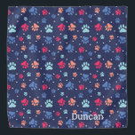 Bandana Colorful Paw Prints on Navy Blue Canvas<br><div class="desc">Darling paw prints in a variety of colors,  set over a navy blue background. Your pet will look gooood sporting this design!</div>