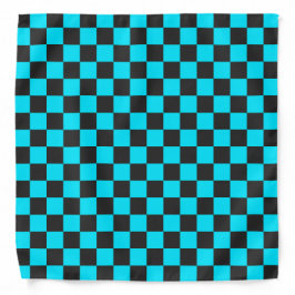 Bandana Cyan and charcoal checkerboard pattern
