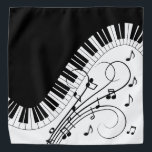 Bandana Design de Música do Teclado Piano<br><div class="desc">Teclado preto e branco clássico com um estilo curvo. As notas de música acrescentam uma aparência festiva.</div>