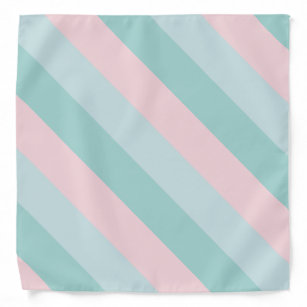 Bandana Elegante Blush Pink Mint Green Stripes Modelo