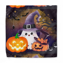 Fantasma de Halloween Fofo com Chapéu de Bruxa e A