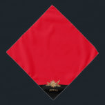 Bandana Flores de Ouro de luxo personalizadas<br><div class="desc">Um adorno floral luxuoso com nome para personalizar para a garota mais poesta de todos os tempos! Principais cores desta modelo: preto,  branco e ouro (tintas regulares estão sendo usadas,  não metálicas).</div>