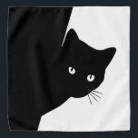 Bandana Gato Preto de Vento<br><div class="desc">Design simples de preto e branco com um gatinho preto astuto</div>