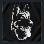 Bandana German shepherd Preto E Branco<br><div class="desc">Silhueta preta de um German shepherd sentado preto e branco</div>