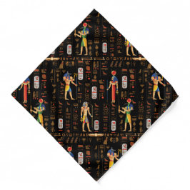 Bandana Hieróglifos e deidades Dourados egípcios em preto