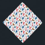 Bandana Ícones Maine<br><div class="desc">Este design apresenta todos os seus ícones favoritos de Maine; galinhas, botas, mirtilos, boias, lagostas, tremoços e faróis.</div>