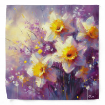 Impressionista Daffodil Floral Purple Yellow Art