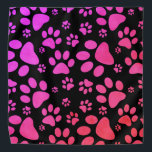 Bandana Impressões de pata rosa e preta| Roxo<br><div class="desc">Impressões! impressão de padrão com impressões de pata de um cão ou gato em design gráfico preto,  rosa-quente,  roxo e branco.</div>