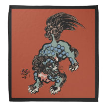 Leão Shi chinês Vintage em vermelho chinês