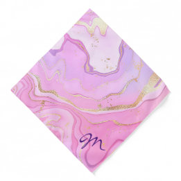 Bandana Luxo Marble Glitter Rosa Púrpura Dourada