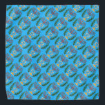 Bandana Magen Persa David Menorah<br><div class="desc">Esta imagem foi adaptada de um antigo azulejo judeu persa e apresenta uma menorah com um Magen David (Estrela de David) enquadrado por ramos de oliveira. As imperfeições da imagem original pintada à mão foram preservadas.</div>
