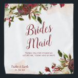 Bandana MistletoManor Bridesmaid Cote Handkerhead<br><div class="desc">Mistletoe Manor Watercolor Lush Rosa de inverno com Florais Pintados à Mão, Folhas de Holly Berry, Folhagem de Pinho e Traços de Pincel de Pintor de Água. Colorida Marsala, Wine Merlot Red, Burgundy, Ivory Cream e Green. Com a Tipografia Chic Suave Fontes de Escova e Borda Floral Elegante - Bridesmaid...</div>