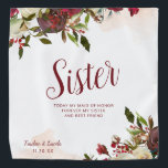 Bandana Mistletoor Floral Sister Quote Handkerhead<br><div class="desc">Mistletoe Manor Watercolor Lush Rosa de inverno com Florais Pintados à Mão, Folhas de Holly Berry, Folhagem de Pinho e Traços de Pincel de Pintor de Água. Colorida Marsala, Wine Merlot Red, Burgundy, Ivory Cream e Green. Com a Tipografia Chic Suave Fontes de Escova e Borda Floral Elegante - Coração...</div>