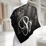 Bandana Monograma de brilho preto personalizado<br><div class="desc">Personalize facilmente essa moda design de bandana elegante,  com brilho bonito e preto em fundo metálico escovado preto.</div>