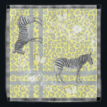 Bandana Na moda Moderno - Amarelo do Pastel Eclético Chic<br><div class="desc">O na moda e o moderno chiffon bandana apresenta um design eclético-hemiano com zebras,  borboletas,  impressão leopardo e contorno floral em amarelo pastel e cinzas e uma elegante borda de cheque preto e branco. Desenvolvido exclusivamente para você pelo Happy Dolphin Studio.</div>