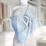 Bandana Nome do Monograma da Glitter de Prata de Metal Bru<br><div class="desc">Personalize facilmente esta moda design de bandana chic com brilho bonito prateado em um fundo metálico azul escovado.</div>