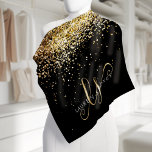 Bandana Nome do Monograma do Glitter Dourado<br><div class="desc">Glam Dourado Glitter Elegante Monograma Bandana. Personalize facilmente esta moda design de bandana chic com elegante brilho dourado sobre fundo preto. O design apresenta seu monograma manuscrito com toalhetes bonito e nome.</div>