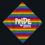 Bandana Orgulho Clássico de Stripes-Arco 2023<br><div class="desc">Esta bandana tem um arco-íris clássico. O texto,  'PRIDE 20xx',  pode ser personalizado.</div>
