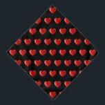 Bandana Padrão de coração vermelho em preto<br><div class="desc">Padrão de coração vermelho em preto</div>