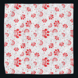 Bandana Padrão de impressão de pata em cor vermelha<br><div class="desc">Padrão de impressão de pata em cor vermelha</div>