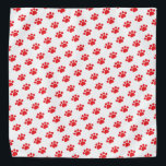 Bandana Padrão de impressão de pata vermelha<br><div class="desc">Apresentando nosso encantador padrão de pata vermelha em um fundo branco limpo, um design que captura a essência do seu amor pelos animais de estimação. Este padrão delicioso apresenta uma série de estampas vermelhas organizadas em um padrão repetido, criando um efeito lúdico e atraente. Quer você seja um orgulhoso dono...</div>