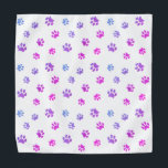 Bandana Padrão de impressões de pata azul roxa<br><div class="desc">Mostre o quanto você ama os animais com esta bandana giro e roxa,  rosa e azul com padrão de pata. Aposto que o seu animal de estimação vai ficar adorável vestindo-o também!</div>