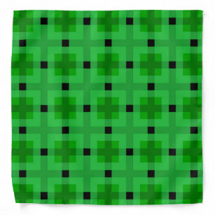 Bandana Padrão de matriz de blocos verde e preto clássico