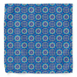 Bandana Padrão Floral Azul Vintage Boho