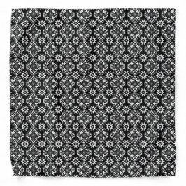 Bandana Padrão Floral Branco e Preto-Chico