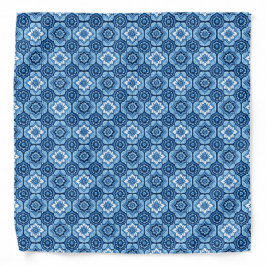 Bandana Padrão Floral Geométrico Azul Elegante