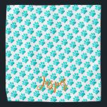 Bandana Pata Imprime Aqua Azul Pet Nome Laranja Diversão M<br><div class="desc">Artisan Paw imprime em Aqua Blue sobre fundo branco com o nome PET personalizado em laranja. Fácil de personalizar texto, cor de texto. Excelente Pet Bandana para QUALQUER animal de estimação, cão, gato, animal de família. Colorida, moderna, divertida. Misturar e combinar o Pet Lover inteiro, Pets, Coleções de Cães por...</div>
