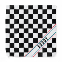 Bandana Patriota com Nome de Cachorro Xadrez Preto