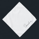 Bandana Pet White Name Personalizado de Script Minimizado<br><div class="desc">Branco minimalista...  personalizado com o nome do seu animal de estimação em um roteiro moderno. A cor de fundo e o estilo,  o tamanho e a cor do texto podem ser alterados,  usando o menu de edição.</div>