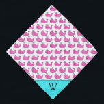 Bandana Pink e Aqua Baleias Monograma Pet<br><div class="desc">Esta bandana de cachorro giro apresenta baleias-rosa-pré-disquete e aqua em branco. Personalize o monograma aqua correspondente com sua escolha inicial.</div>