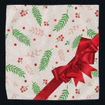 Bandana Presente de Natal com Arco<br><div class="desc">Uma cama de animais de estimação que parece um presente de Natal embrulhado com um arco vermelho brilhante. Tem uma etiqueta de presente personalizável. Digite o nome do seu animal de estimação no modelo antes de adicionar ao carrinho.</div>